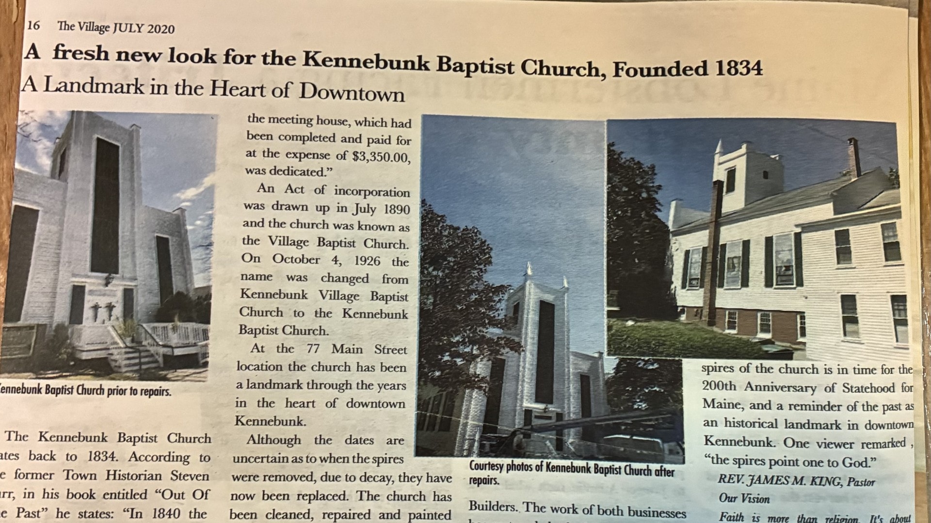 The Village magazine, July 2020 — A fresh new look for the Kennebunk Baptist Church